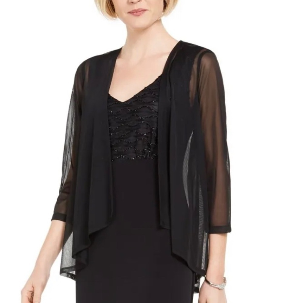 Women’s Formal Dress Size 8 CONNECTED APPAREL Long Sleeve Attached Sheer Jacket - Picture 4 of 5